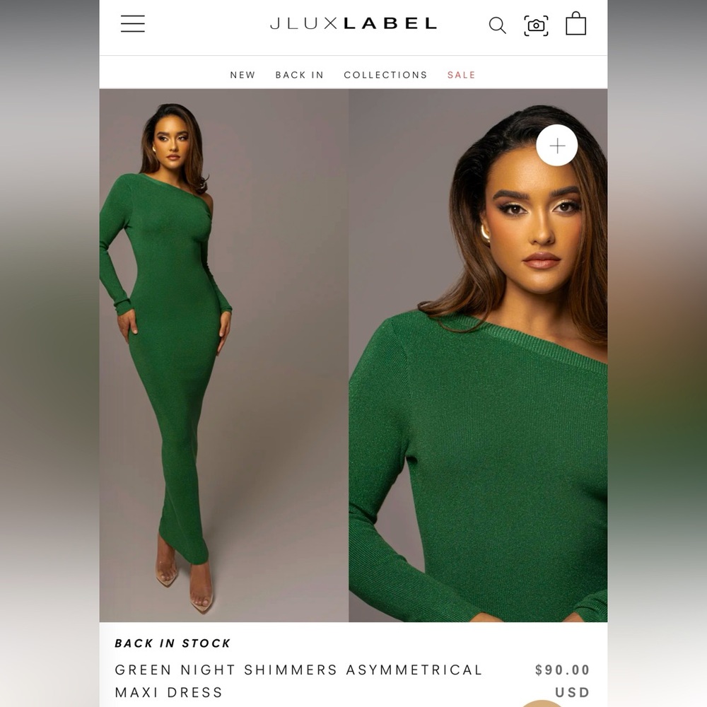 JLUXLABEL Green Night Shimmers  Asymmetrical Maxi Dress